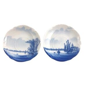 Vintage Rosenthal Bavaria Delft Blue Saucers Set of 2 Dutch Scene Plates 5.25”